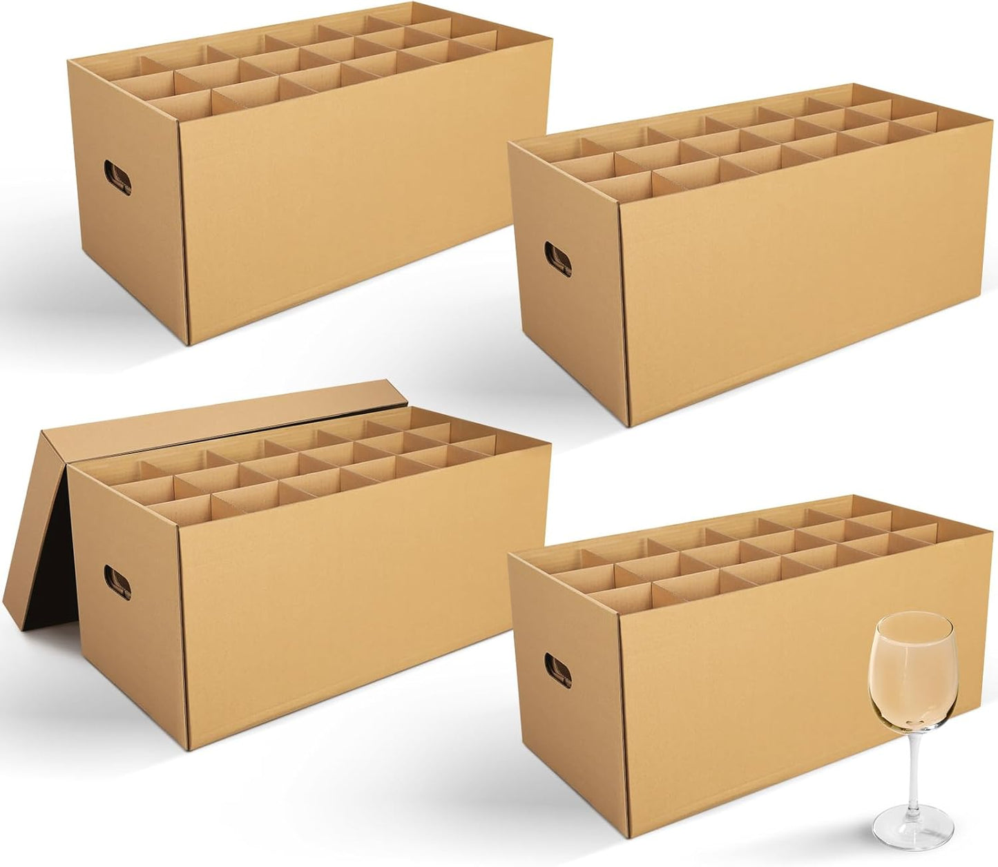 4 Pack Wine Glass Moving Boxes for Safe Kitchen Packing