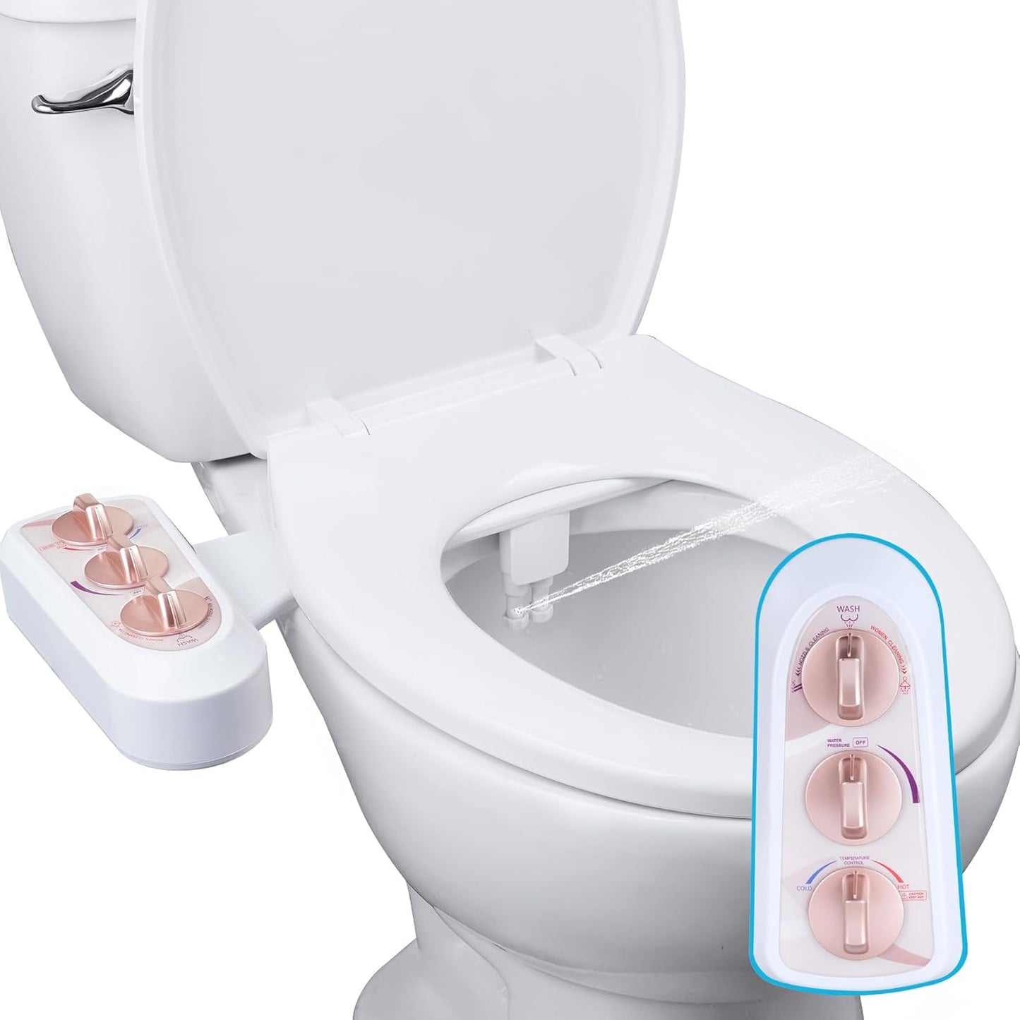 Hibbent Bidet Attachment for Toilet with Hot and Cold Water Spray