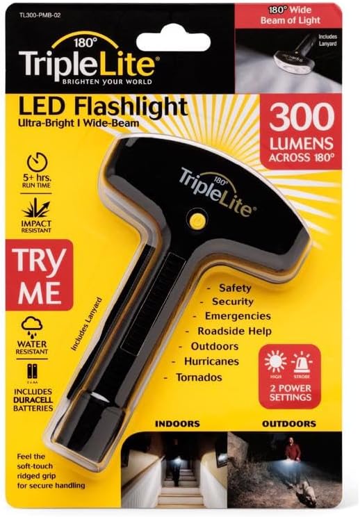 TripleLite 330 lm Black LED Flashlight for Reliable Illumination