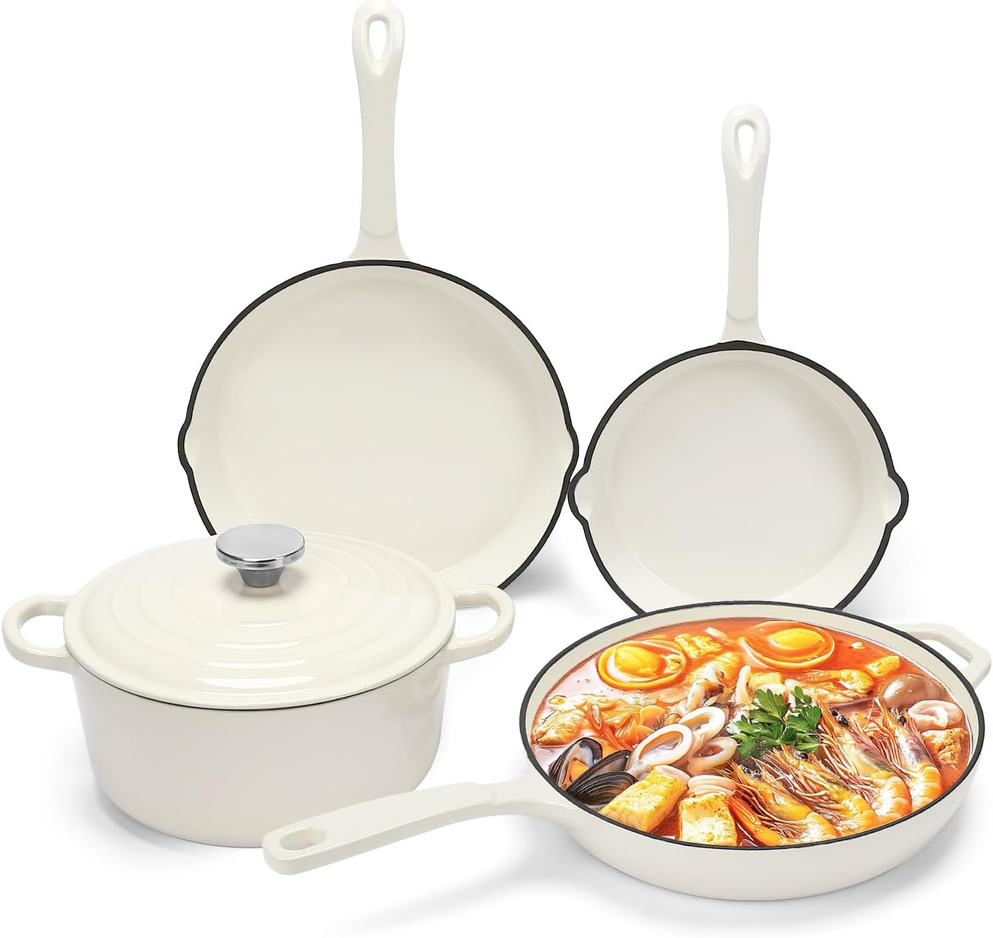 Nonstick Enameled Cast Iron Cookware Set for All Stovetops