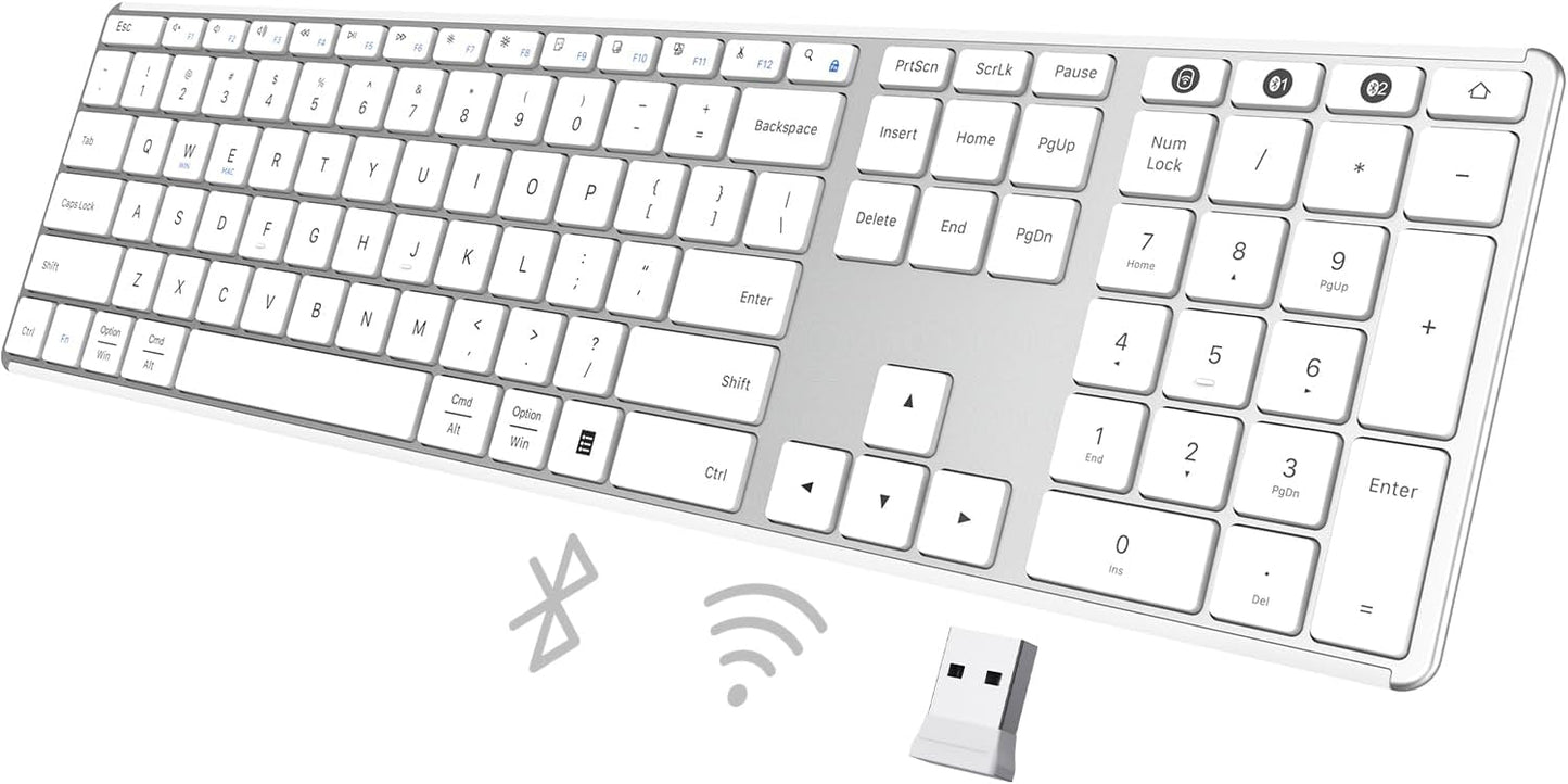 AUSDOM Full Size Bluetooth Keyboard - Quiet & Wireless