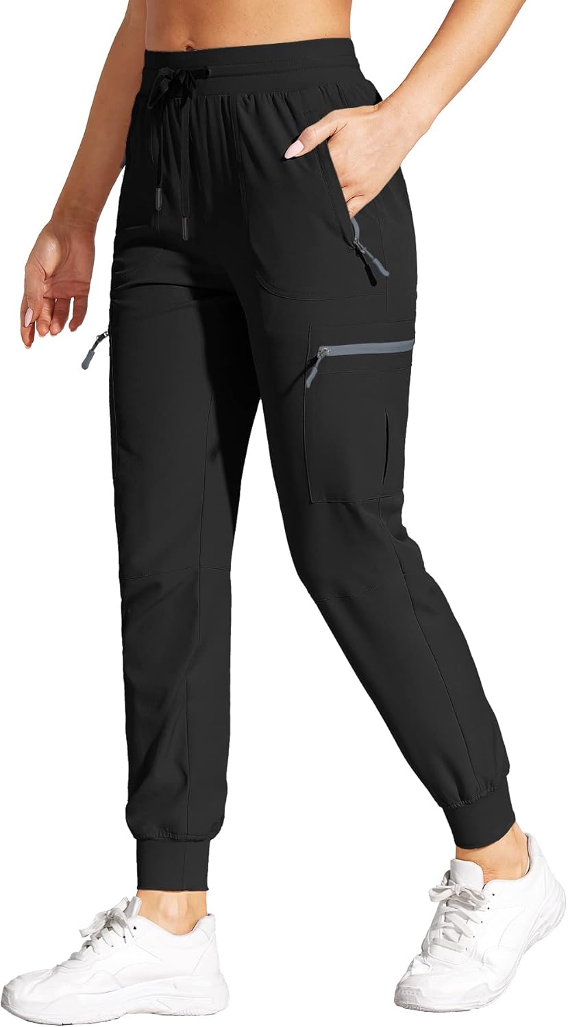 VILIGO Women's Quick Dry Cargo Joggers - Zipper Pockets