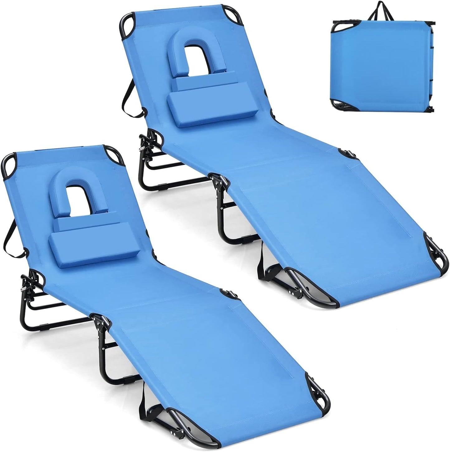 GYMAX Tanning Chair with Face Hole for Ultimate Comfort