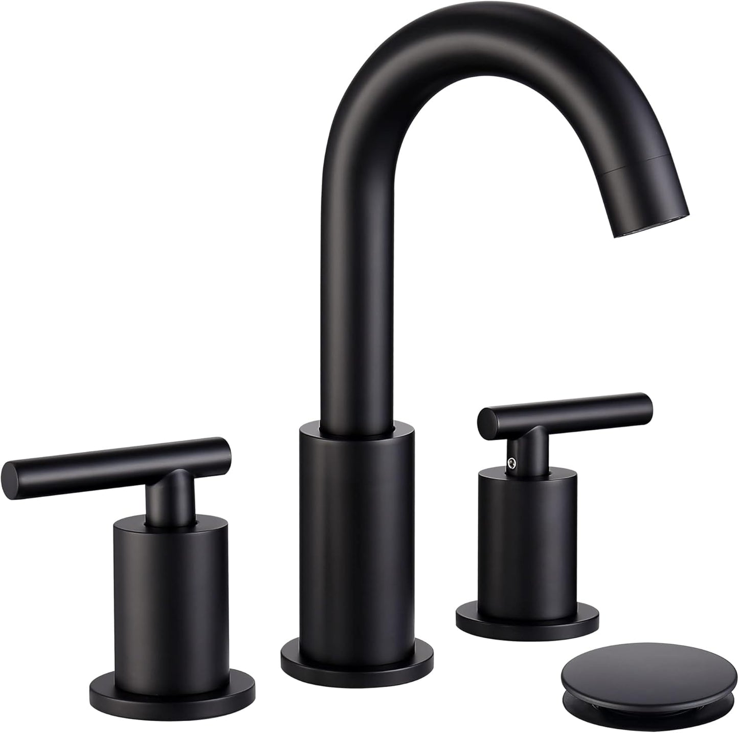 Black Bathroom Faucet with Pop Up Drain and Supply Hose for Sink