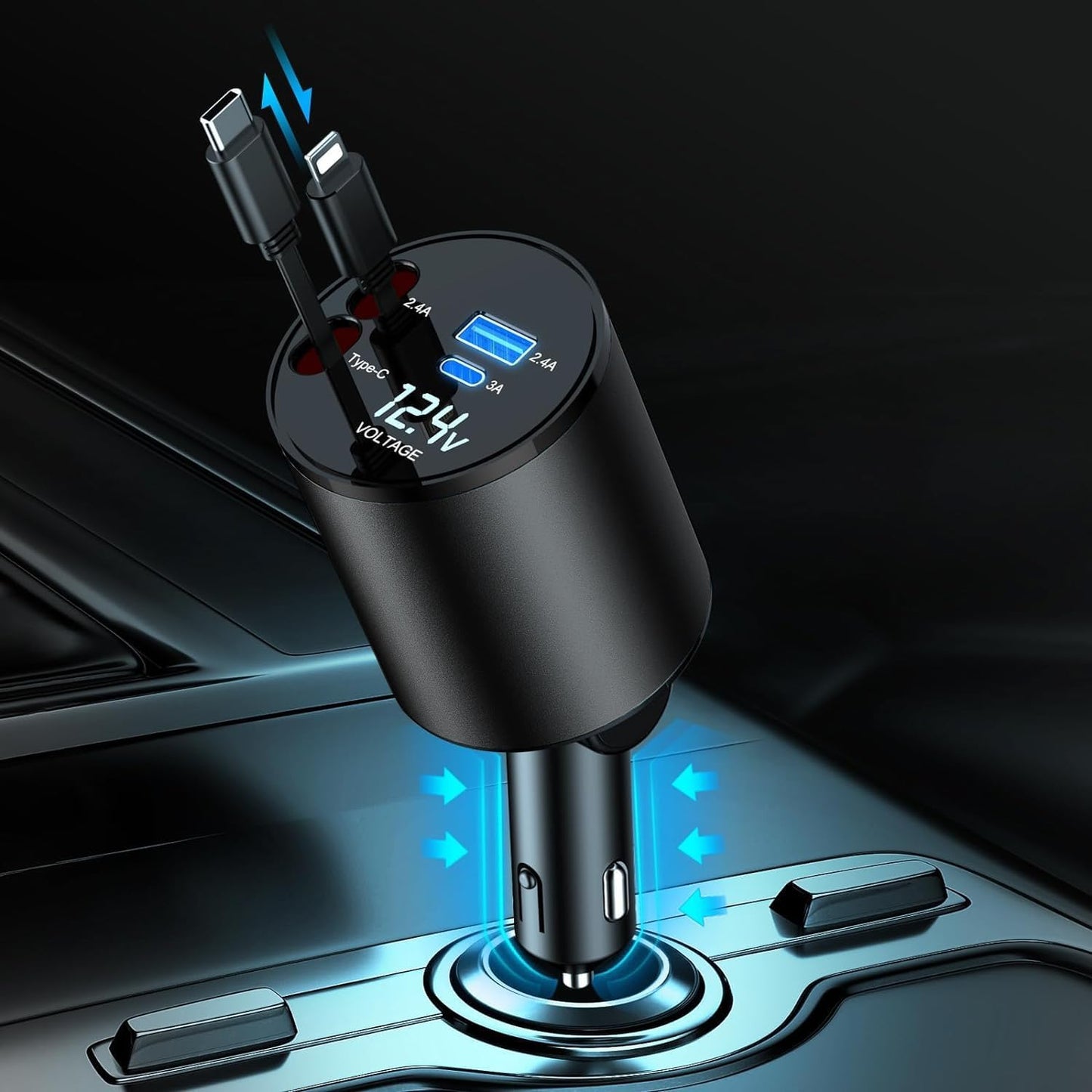 Super Fast 4-in-1 Car Charger: Charge 2 Devices Simultaneously!