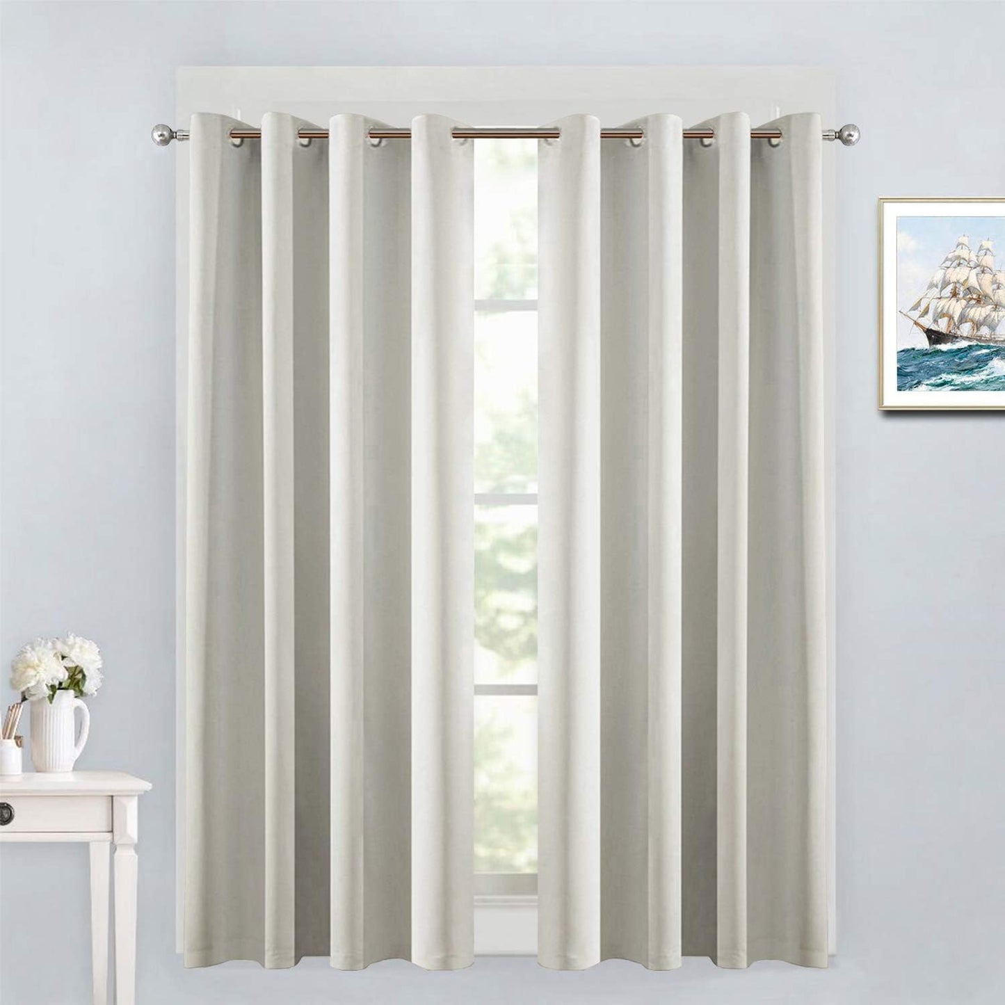 Yakamok Blackout Curtains for Living Room - Light Beige 52 x 54 in