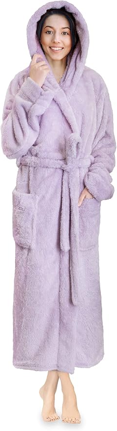 PAVILIA Women Hooded Plush Soft Robe for Cozy Comfort