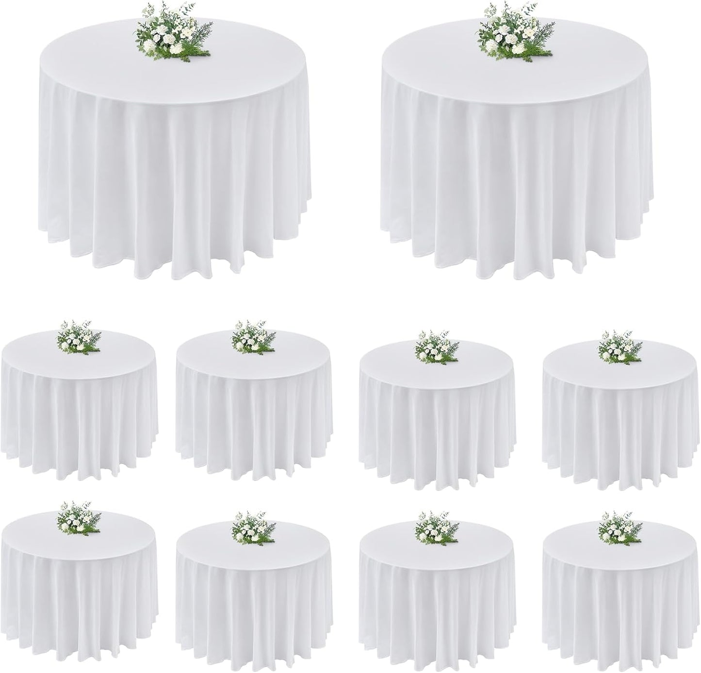 10 Pack 90 Inch Round Polyester Tablecloth for Events and Decor