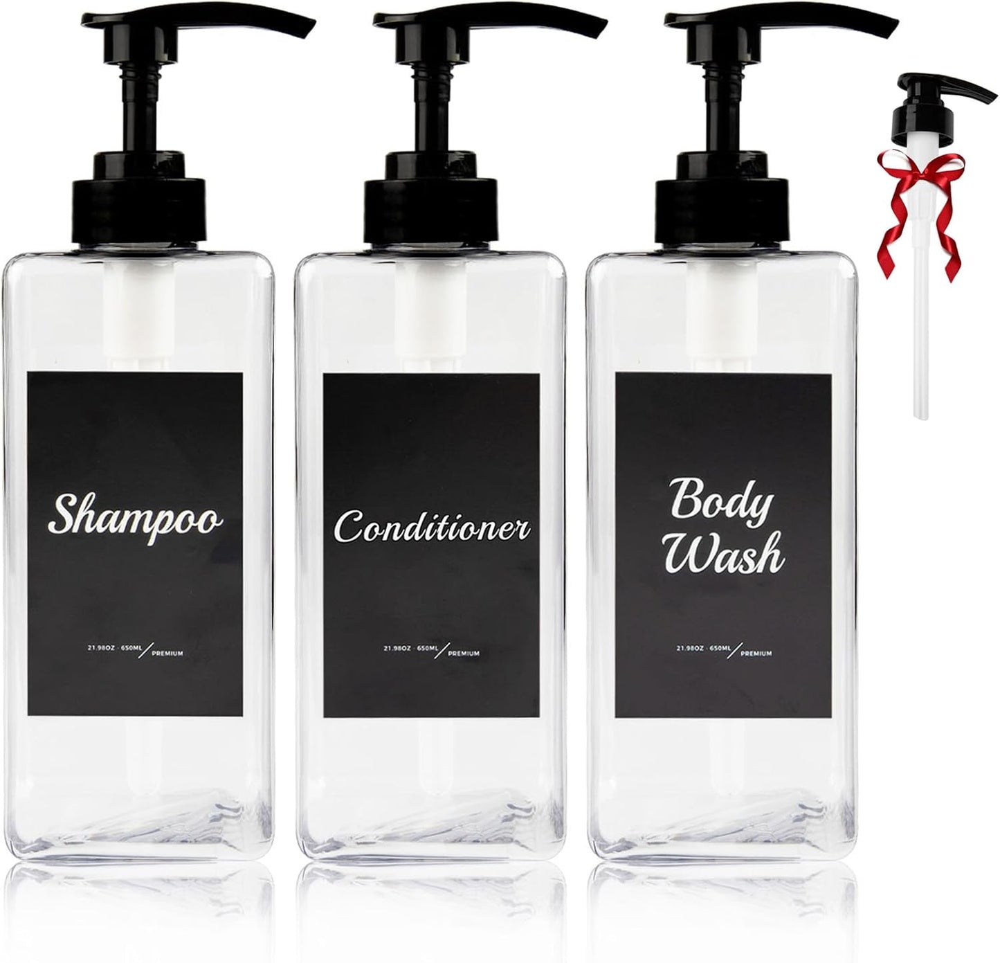 22oz Clear Soap Dispenser Set - Easy Pump for Bathroom