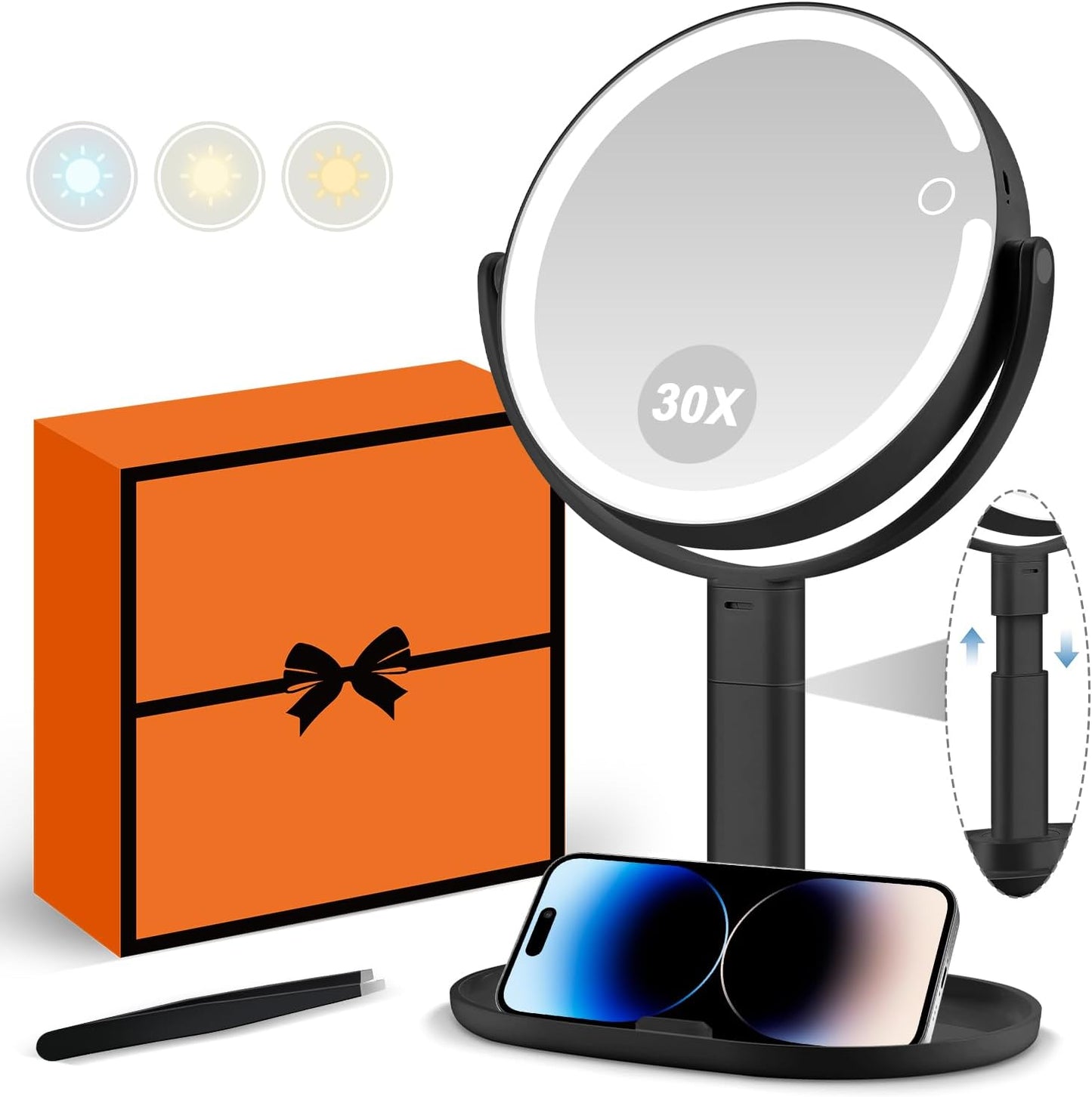 MIYADIVA Makeup Mirror with Lights and 30X Magnification