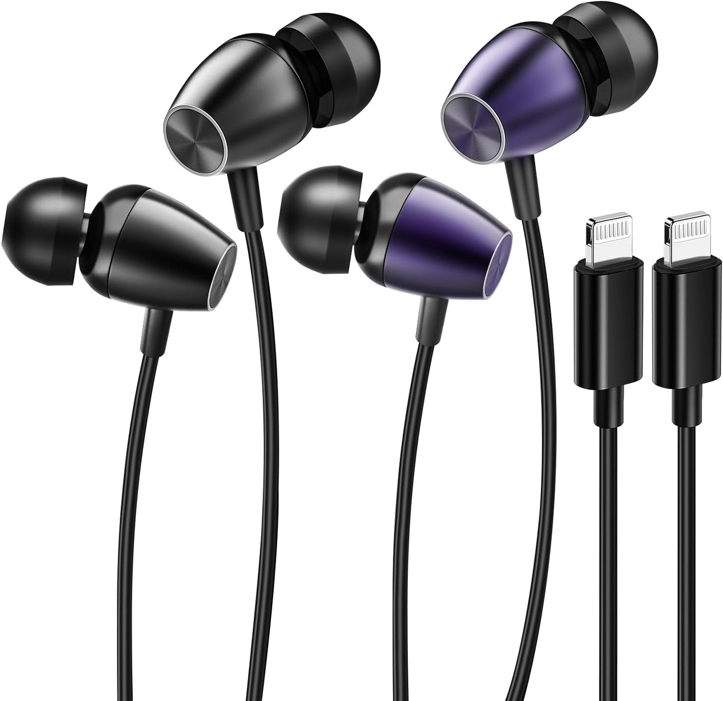 DEXATEK 2Pack Wired Earbuds - iPhone Compatible with Mic & Volume Control