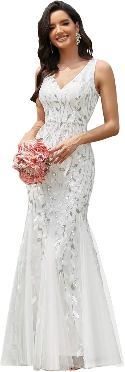 Stunning Mermaid Evening Dress with Sequin Tulle Design