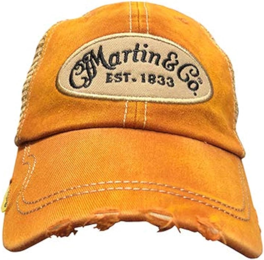 Stylish Orange Martin Guitar Cap - Mesh for Comfort!