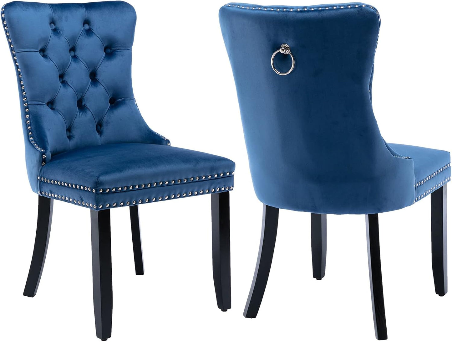Blue Velvet Tufted Chairs Set of 2 for Stylish Dining Rooms
