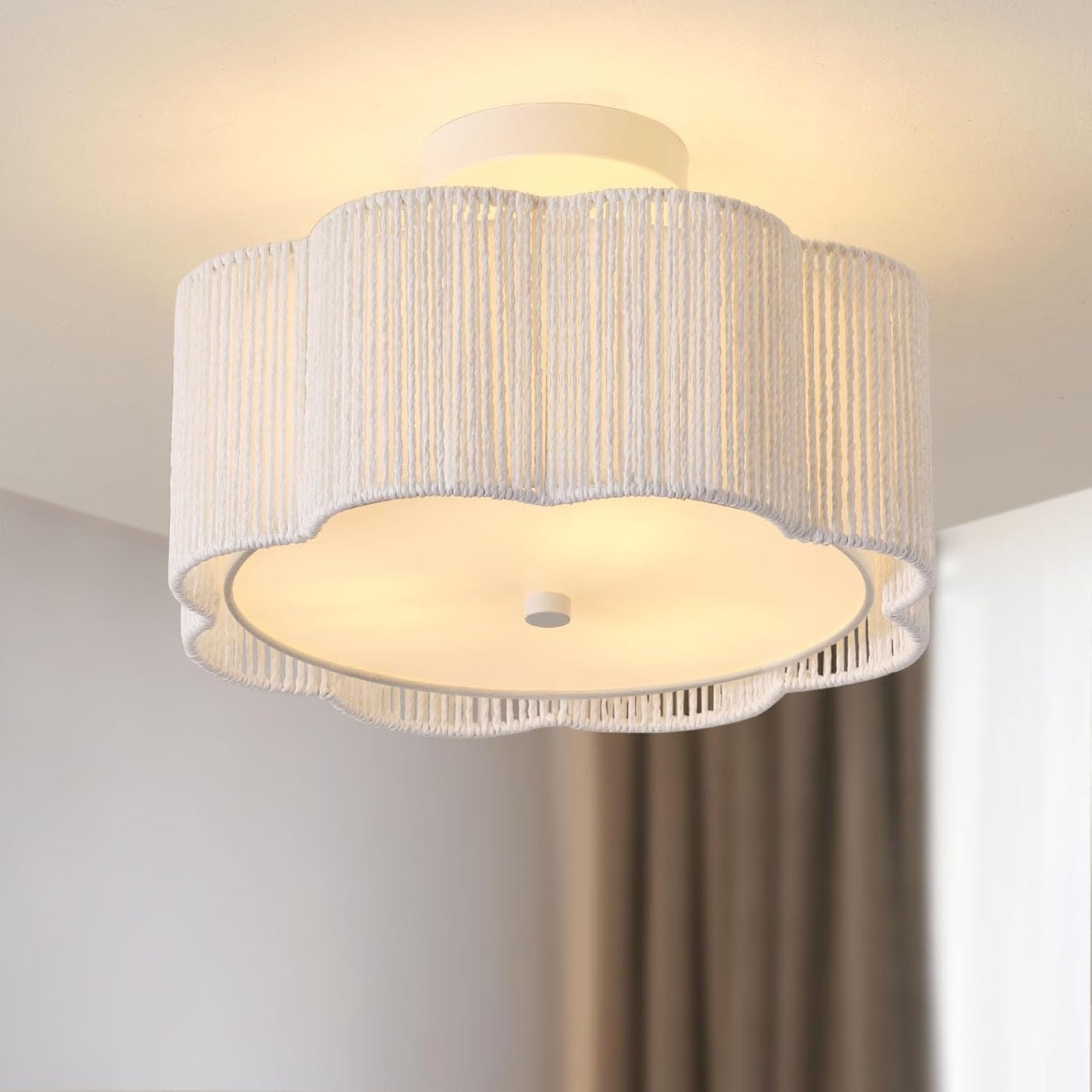 Rattan Ceiling Light Fixtures Flush Mount for Modern Spaces