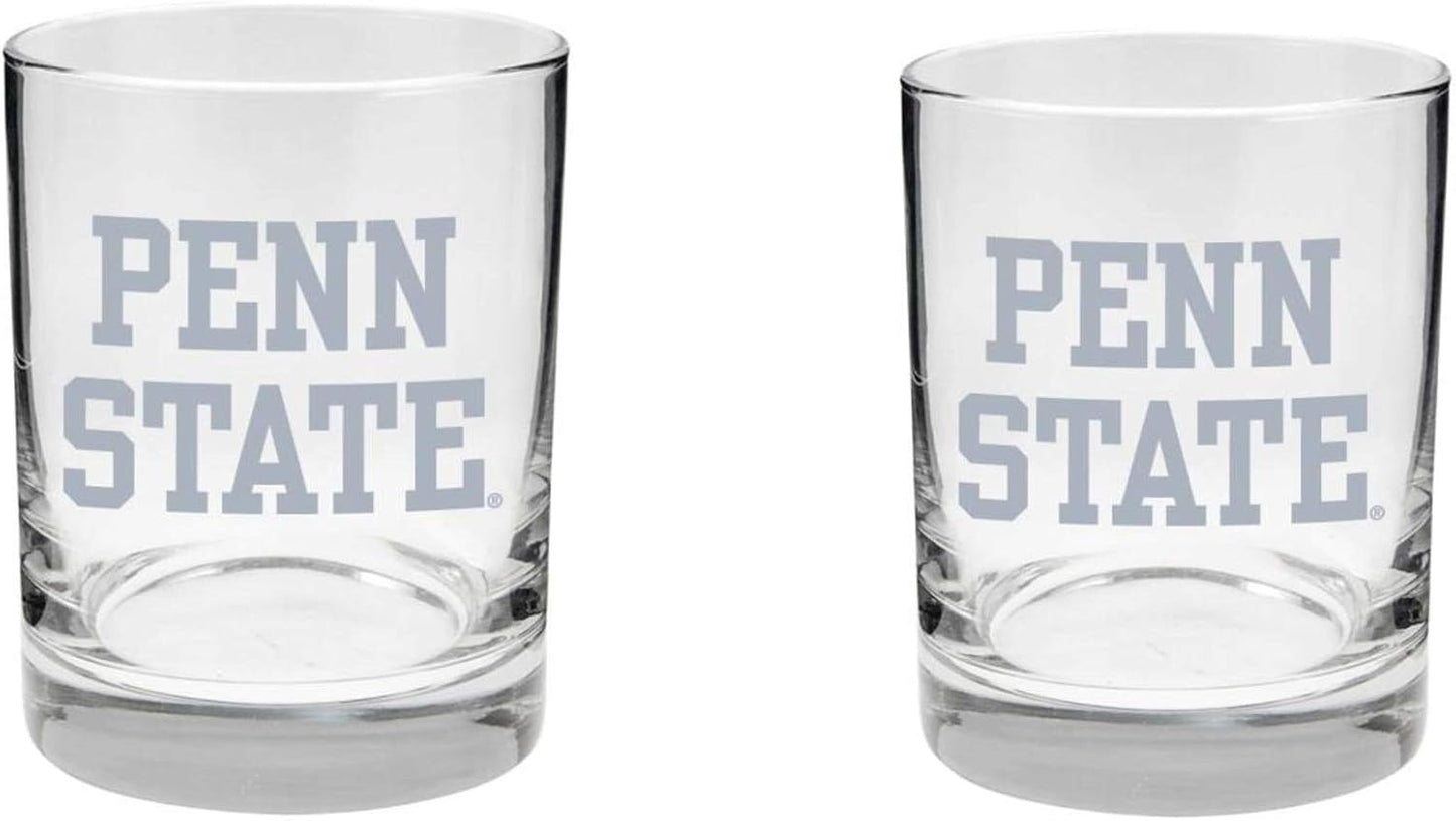Penn State Nittany Lions Etched Satin Finish Rock Glass Set