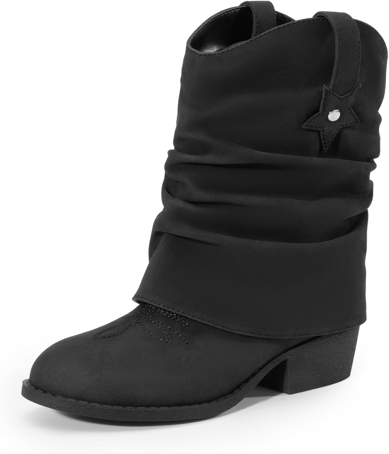 DREAM PAIRS Girls Cowboy Cowgirl Boots with Removable Cuff