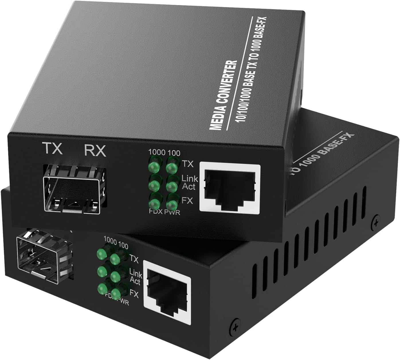 2 Pack Gigabit Ethernet Fiber Media Converter for Fast Networking