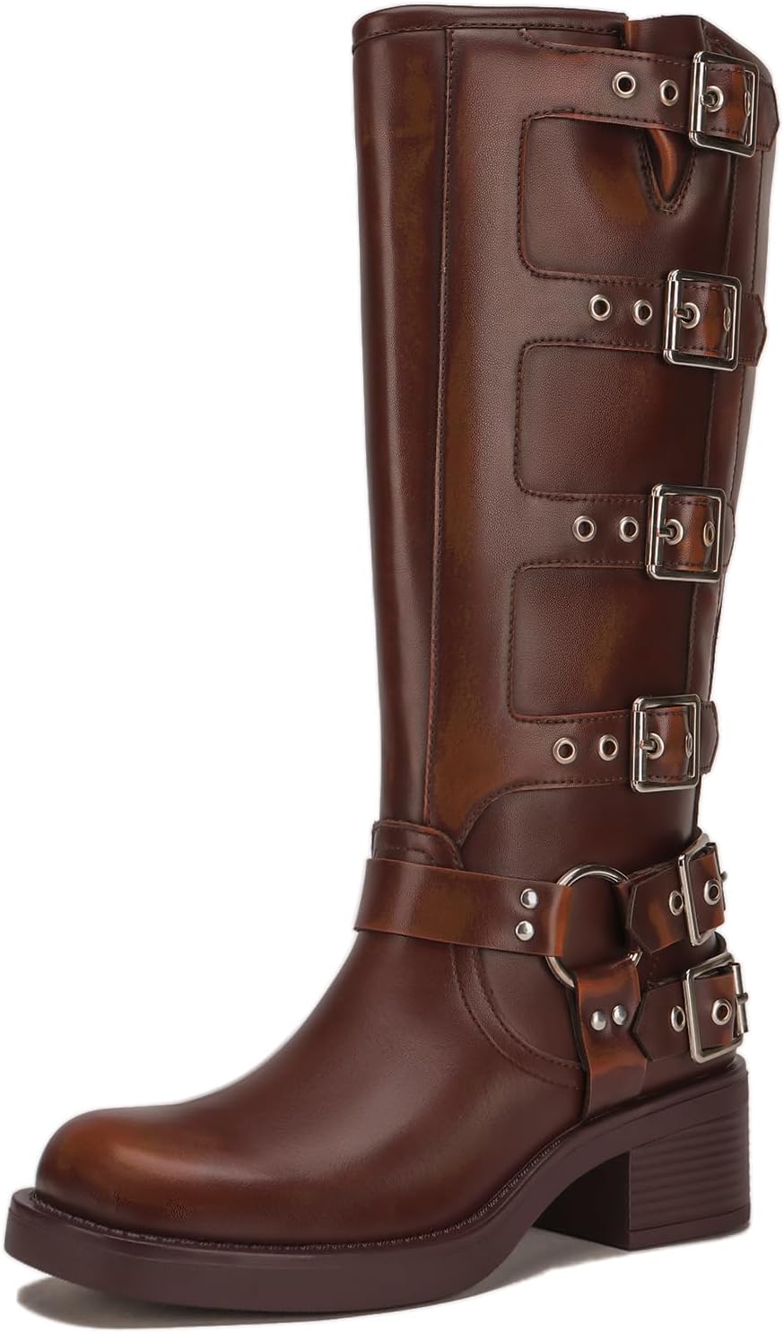 Athlefit Women's Knee High Riding Boots with Chunky Heel Style