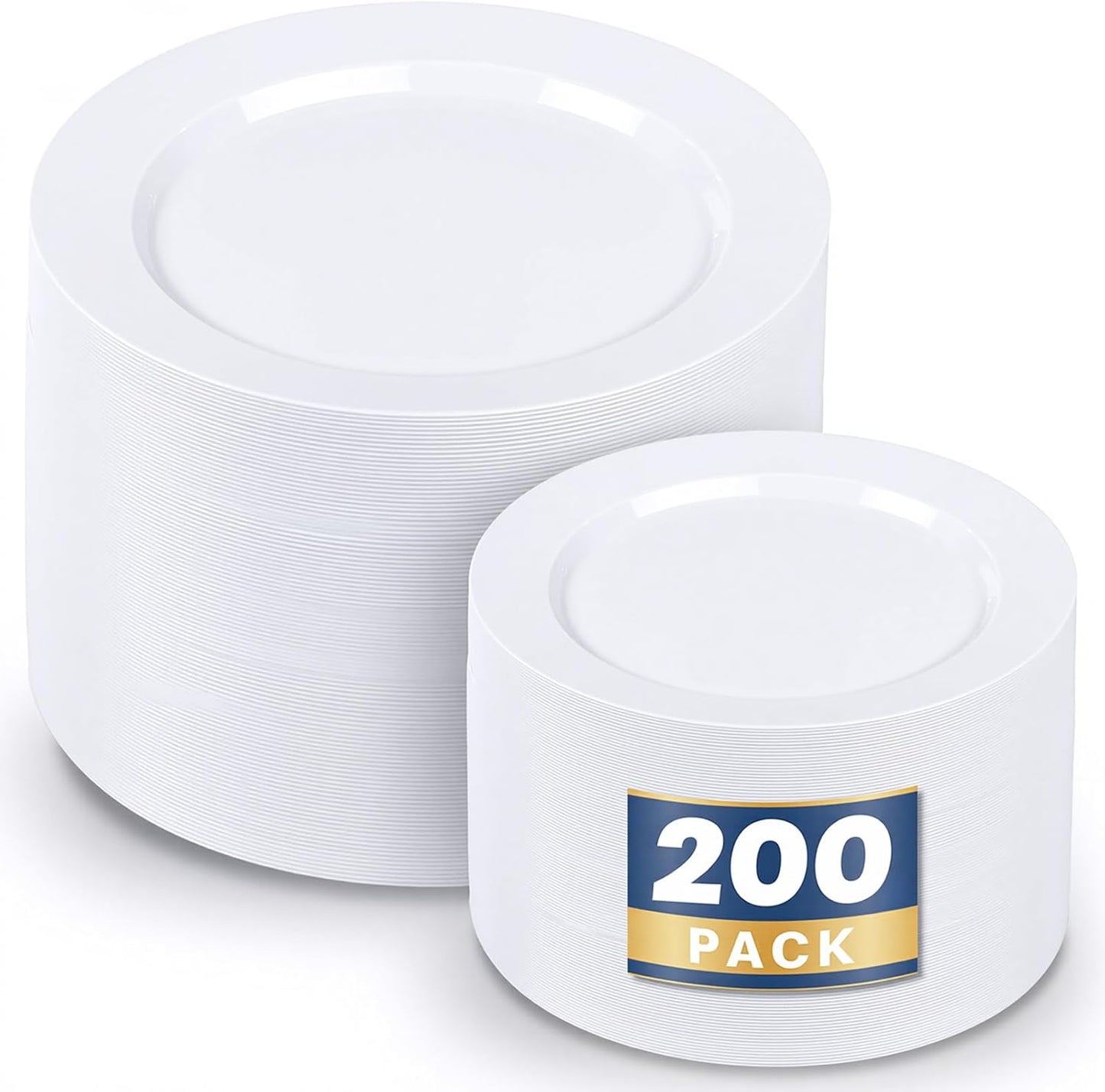WDF 200pcs White Plastic Plates for Parties and Events