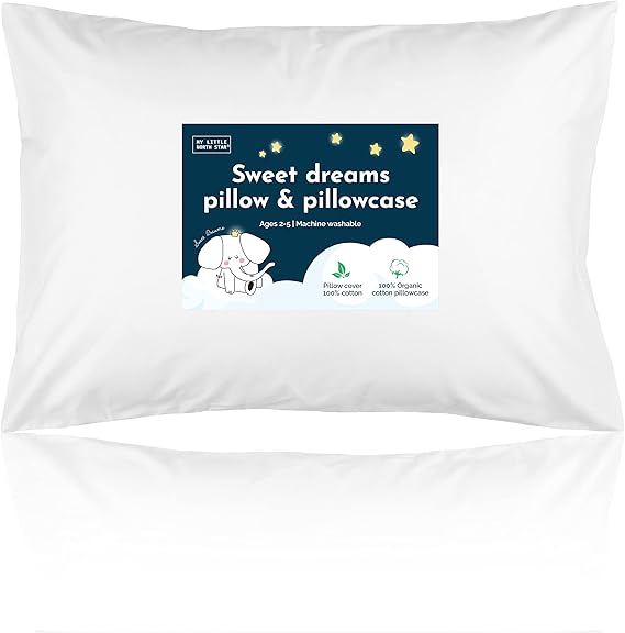 Toddler Pillow with Pillowcase - Soft Organic Cotton Travel Pillow
