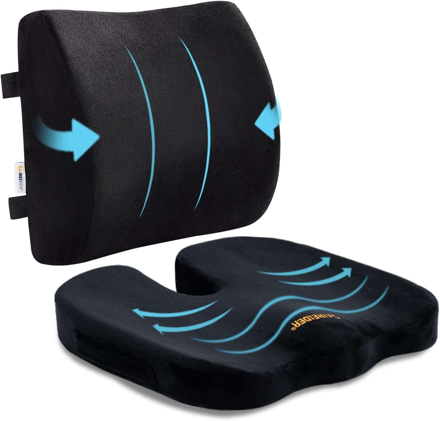 SAIREIDER Memory Foam Seat & Lumbar Support Set