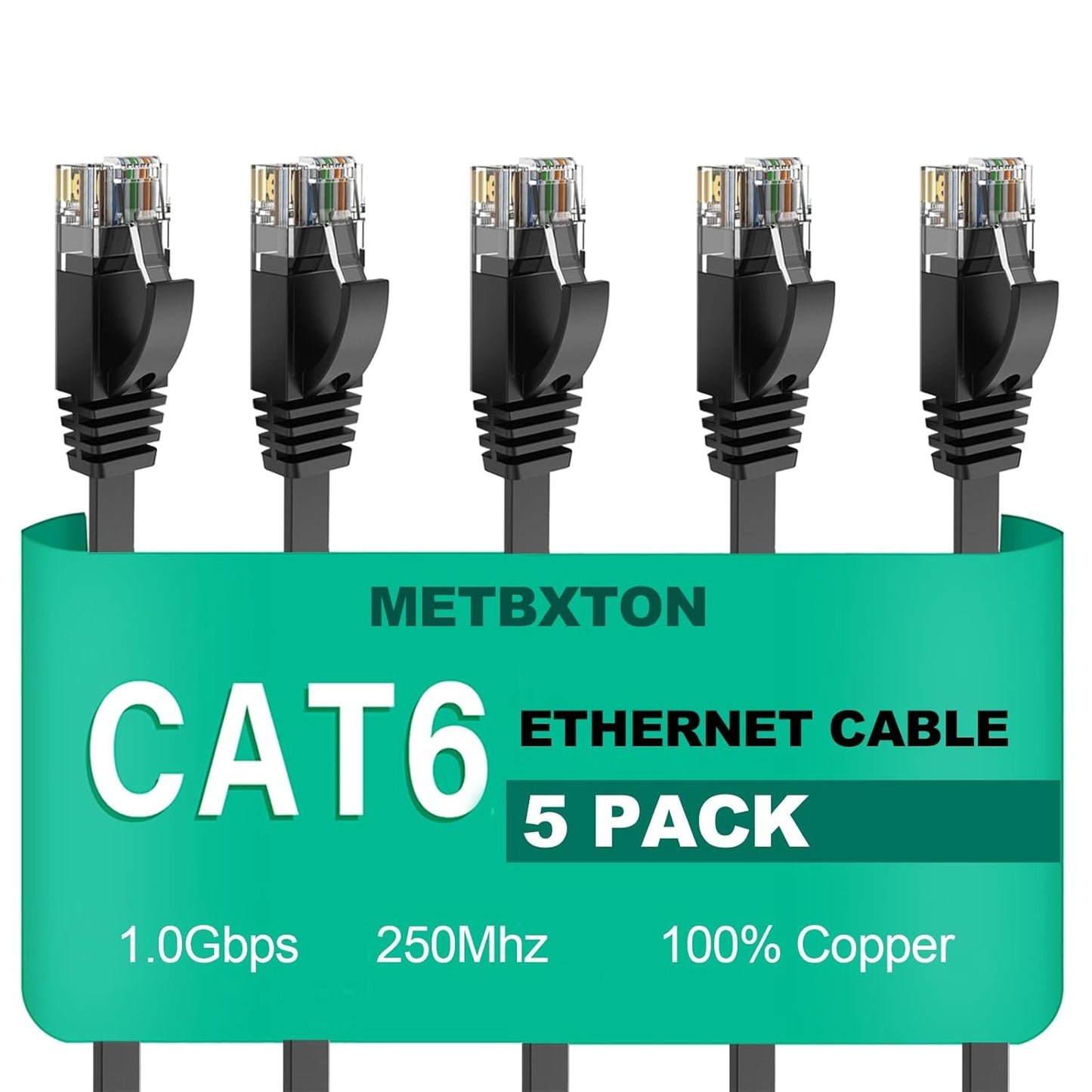 High Speed 3ft Ethernet Cable 5 Pack - Short & Flat for Quick Connections!