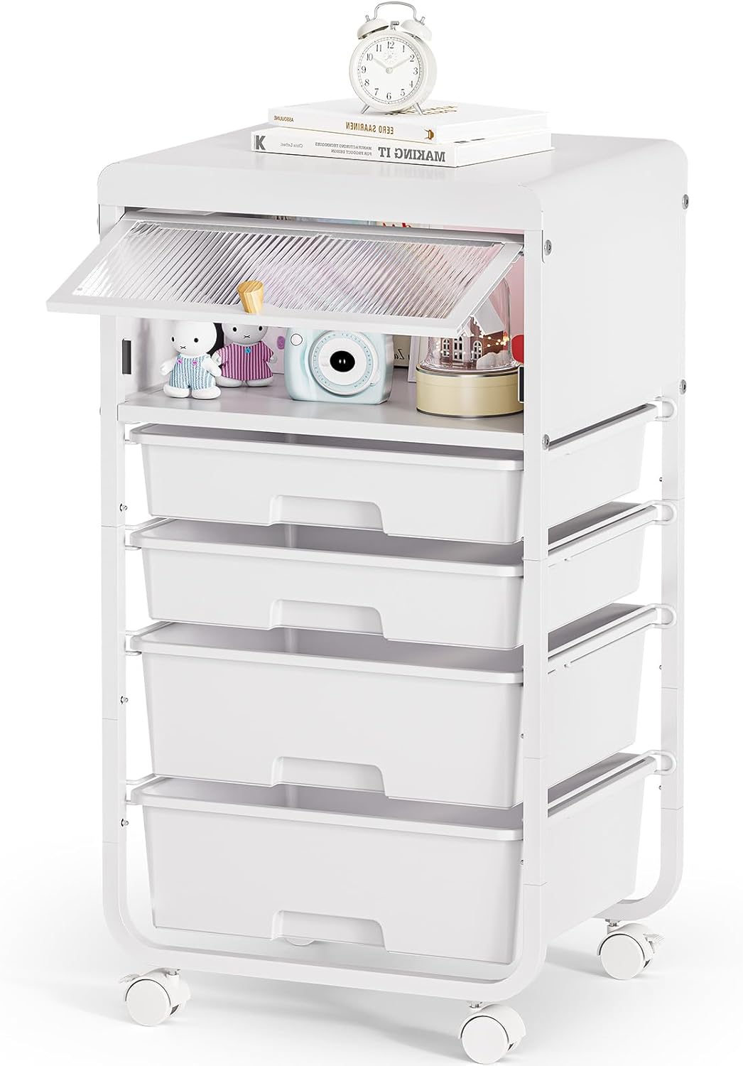 Utility Rolling Storage Drawer Craft Cart with 4 Drawers