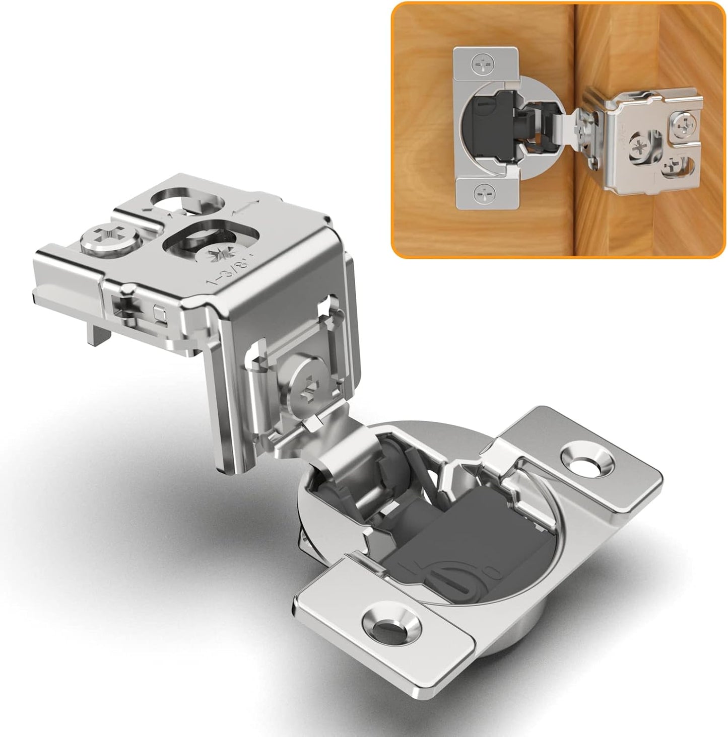 20 Pack 1-3/8in Overlay Soft Close Concealed Hinges for Cabinets