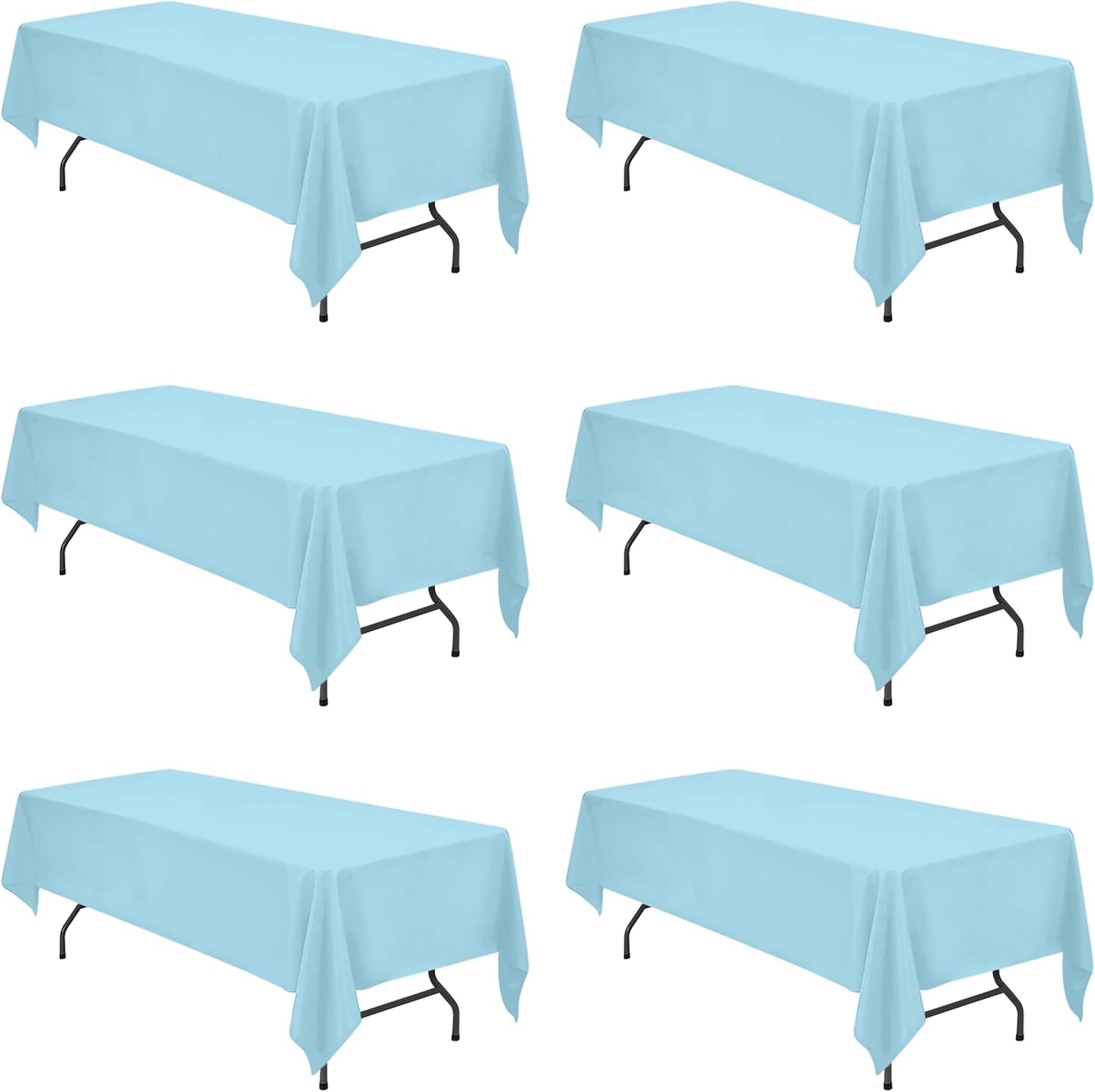 Light Blue Tablecloths for 8 Foot Rectangle Tables - 6 Pack