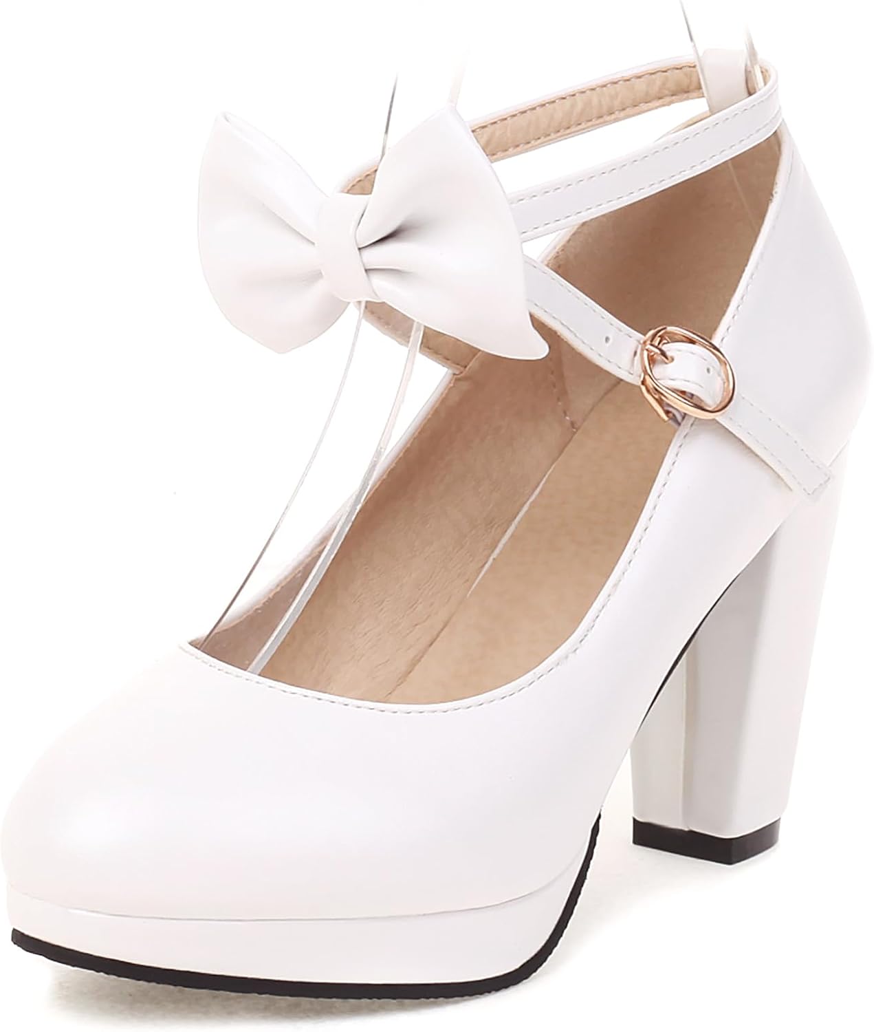 ForeMode Bow Mary Jane Shoes High Heels for Stylish Comfort