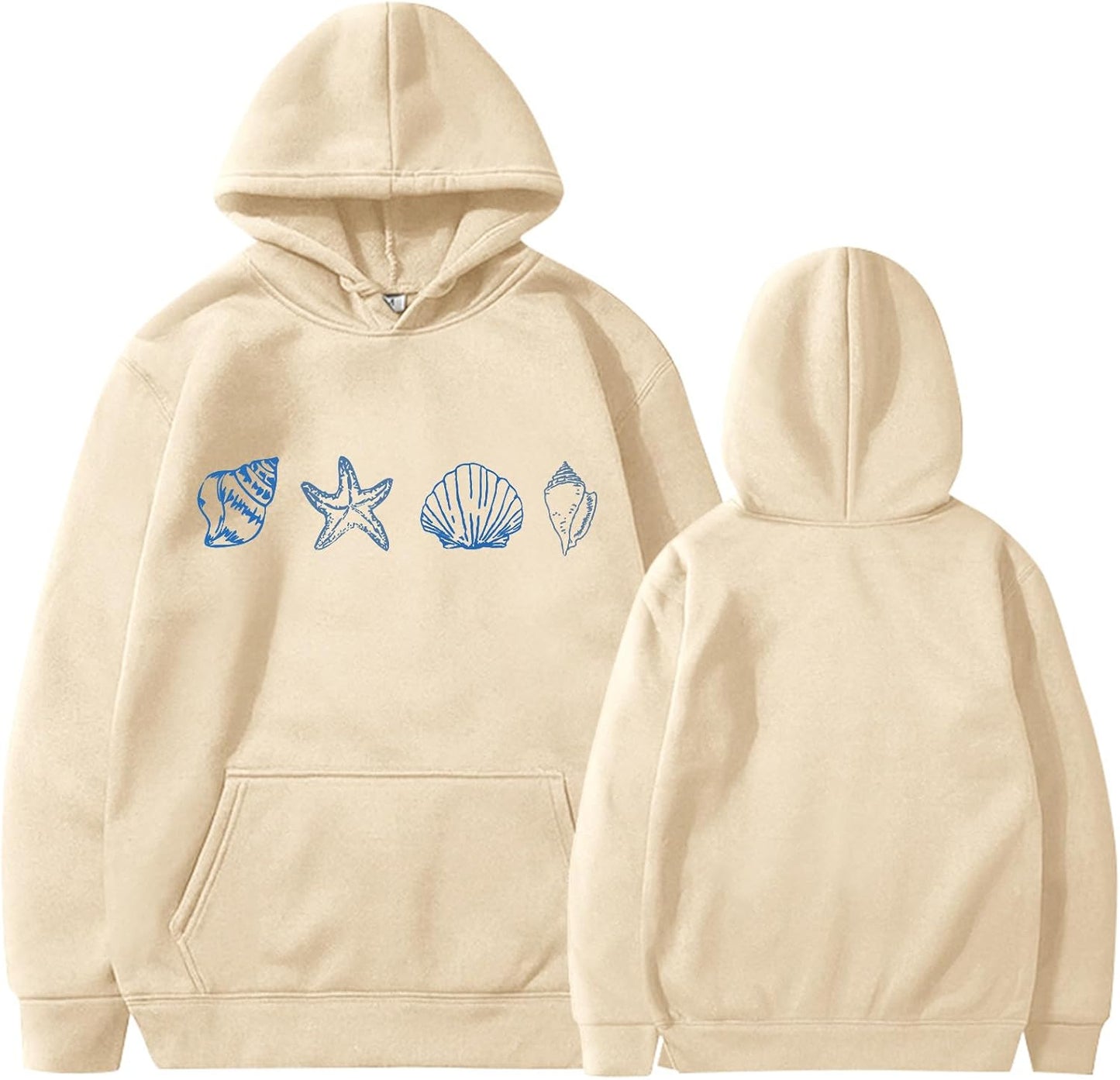 Cozy Seashell Print Hoodie - Cute & Oversized