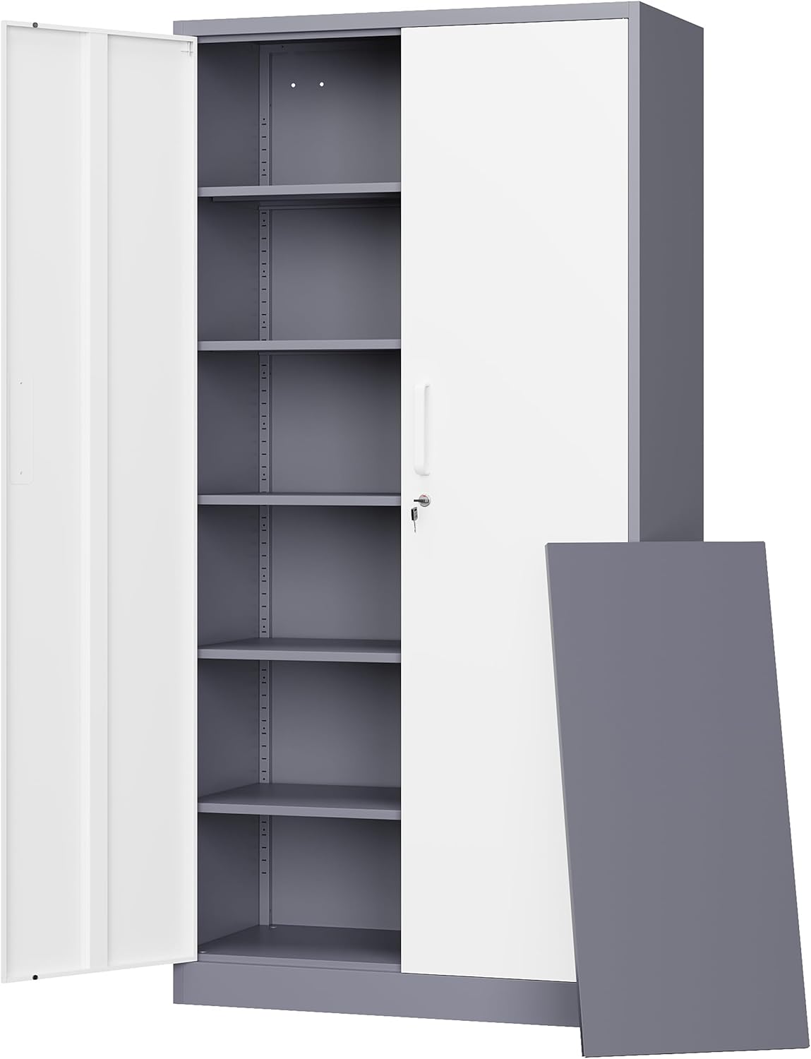 Letaya Metal Storage Cabinet with Lock and 5 Adjustable Shelves