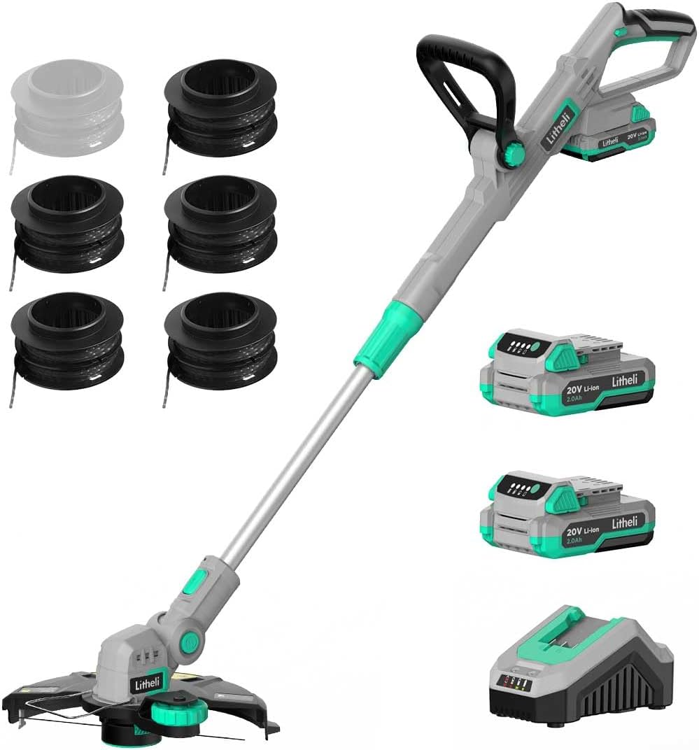 Litheli 20V 12 Inch Cordless String Trimmer for Lawn Care