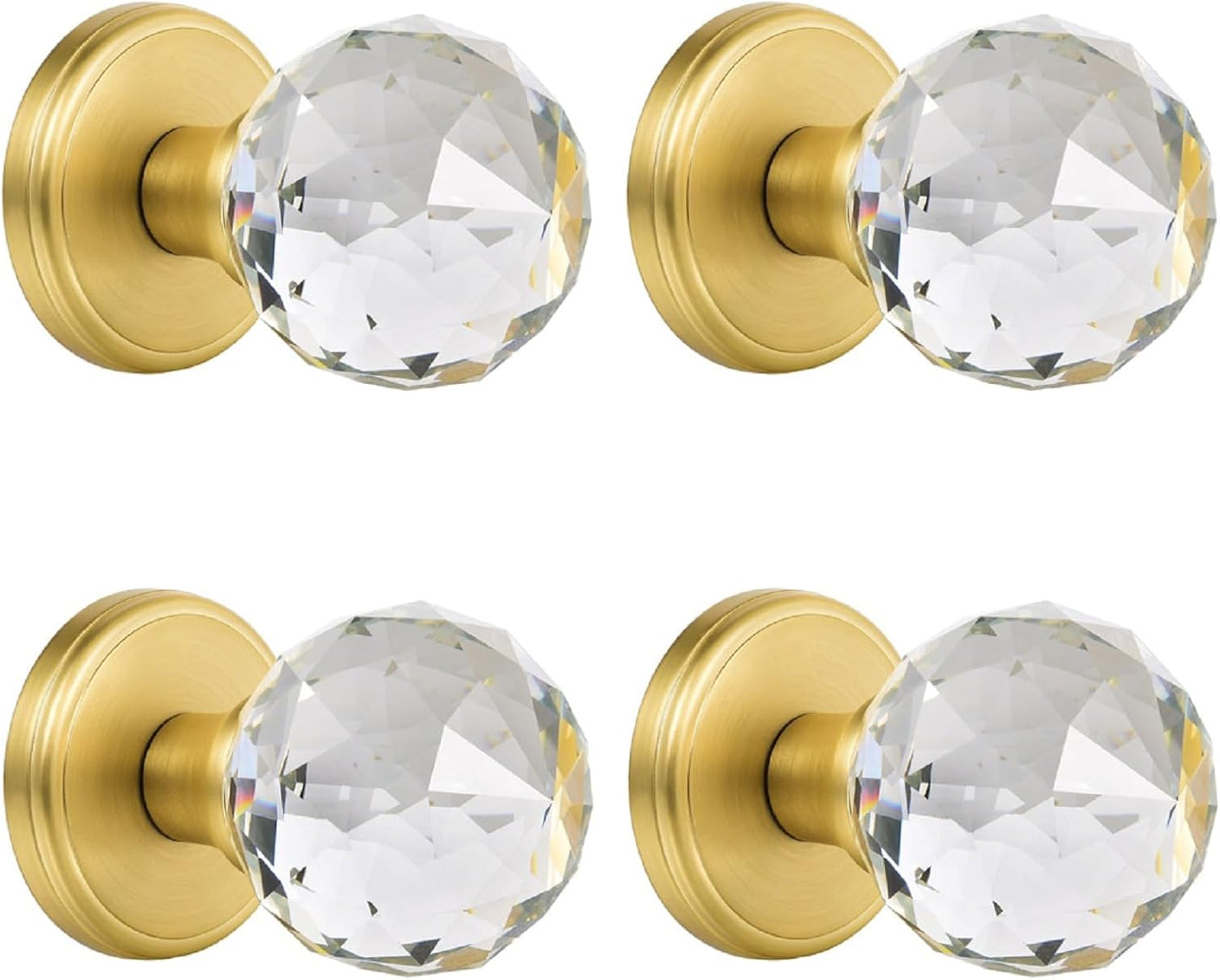 4 Pack Crystal Glass Dummy Door Knobs for Elegant Interiors
