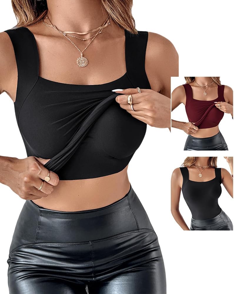 CHICME Womens U Neck Shapewear Built-in Bra Tank Tops Review