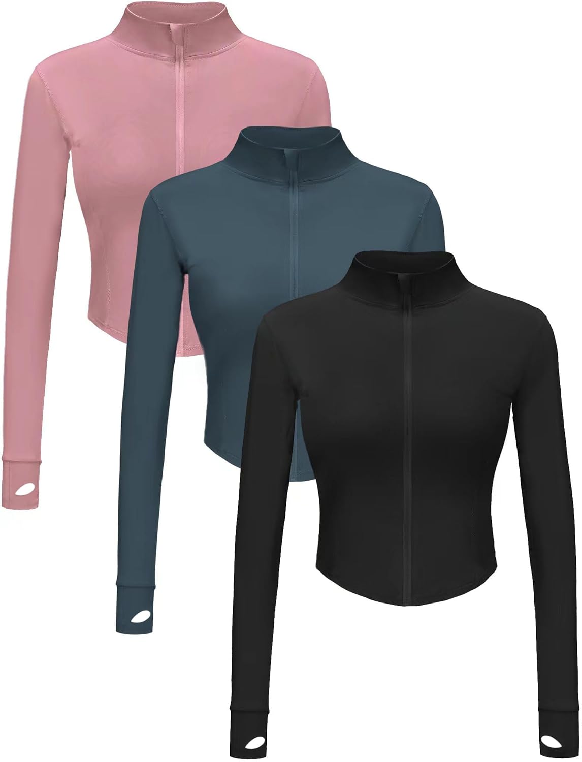 Cropped Full Zip Workout Jacket for Women - Slim Fit Athletic Gear