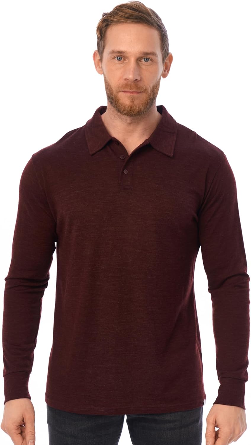 Merino Wool Polo Shirt Men - Lightweight Anti-Odor Comfort