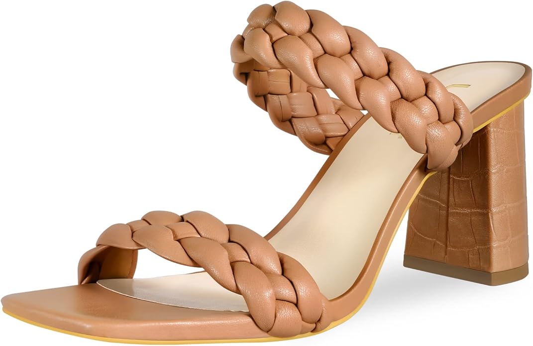 Leevar Braided Sandals for Women - Stylish Square Toe Heels