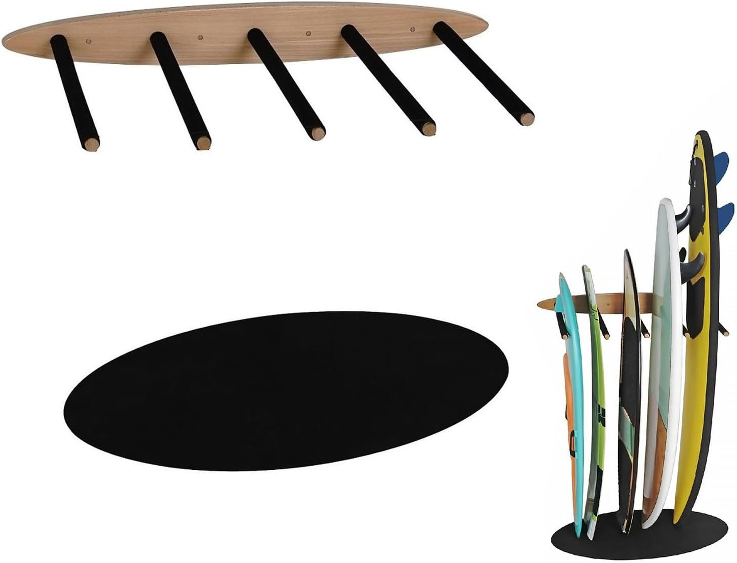 LINGVUM Vertical Board Rack: 5-Arm Space Saver