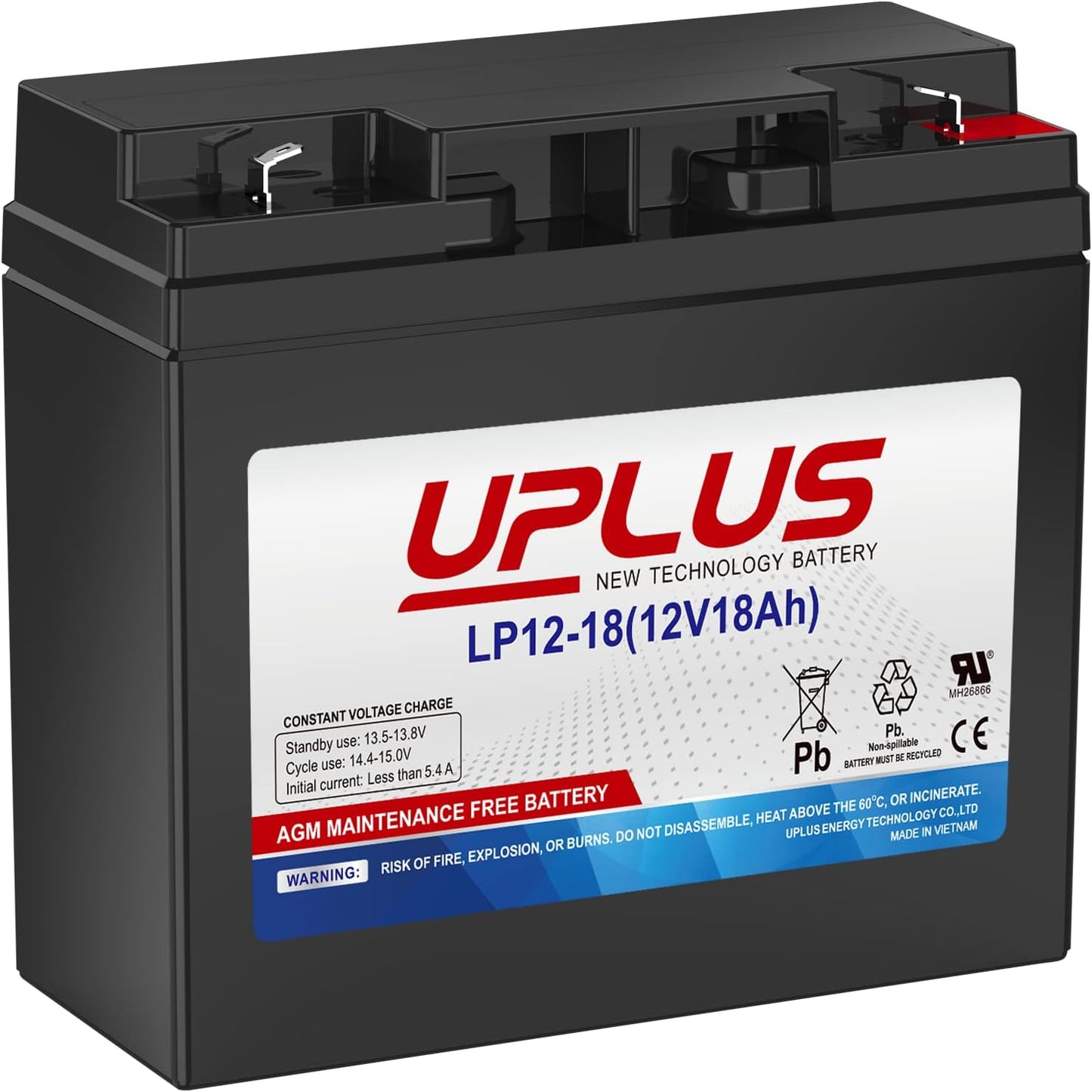 UPLUS 12V 18Ah Rechargeable Sealed Lead Acid Battery for Alarms
