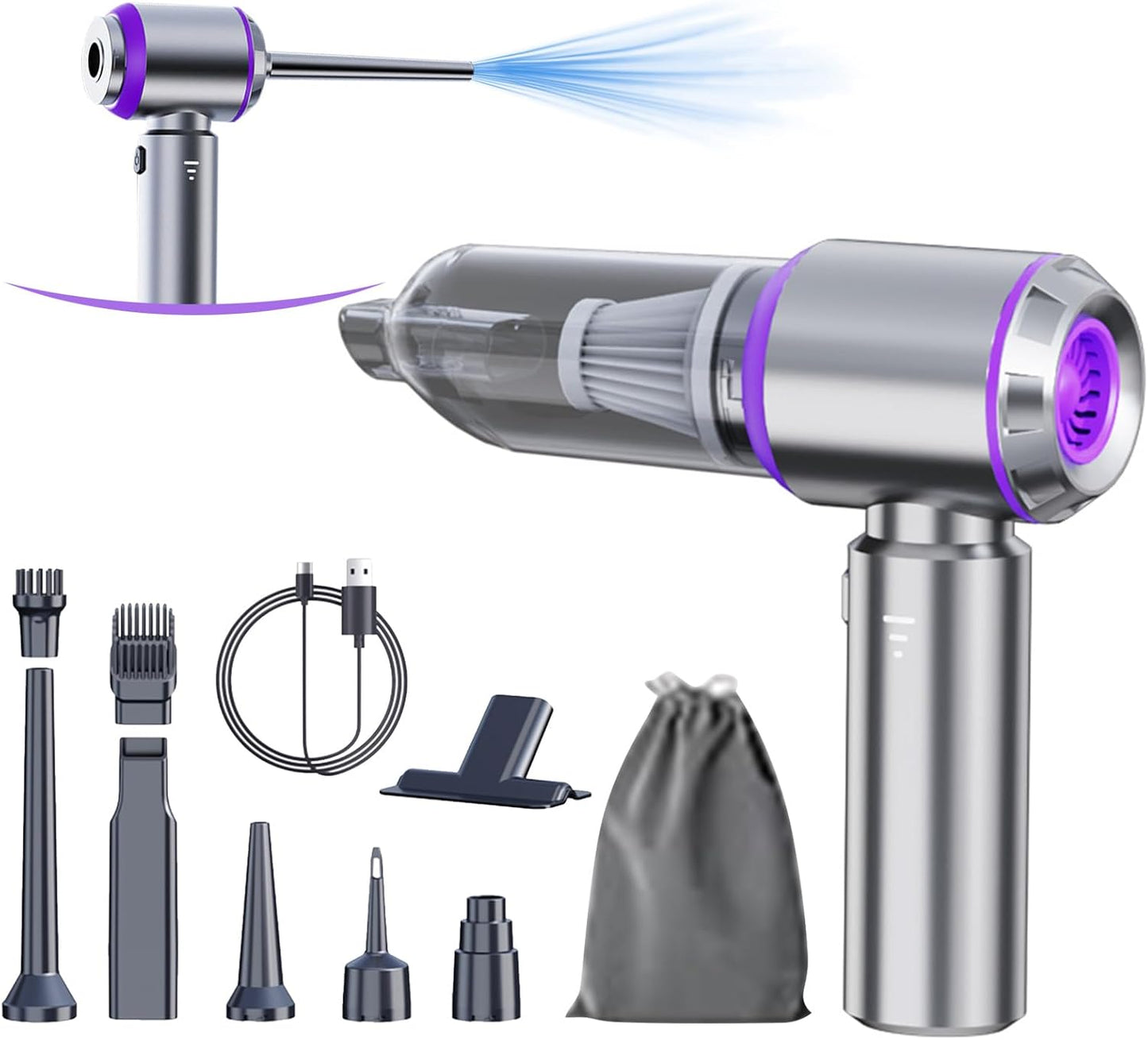Powerful Cordless Car Vacuum - 4-in-1 Mini Cleaner