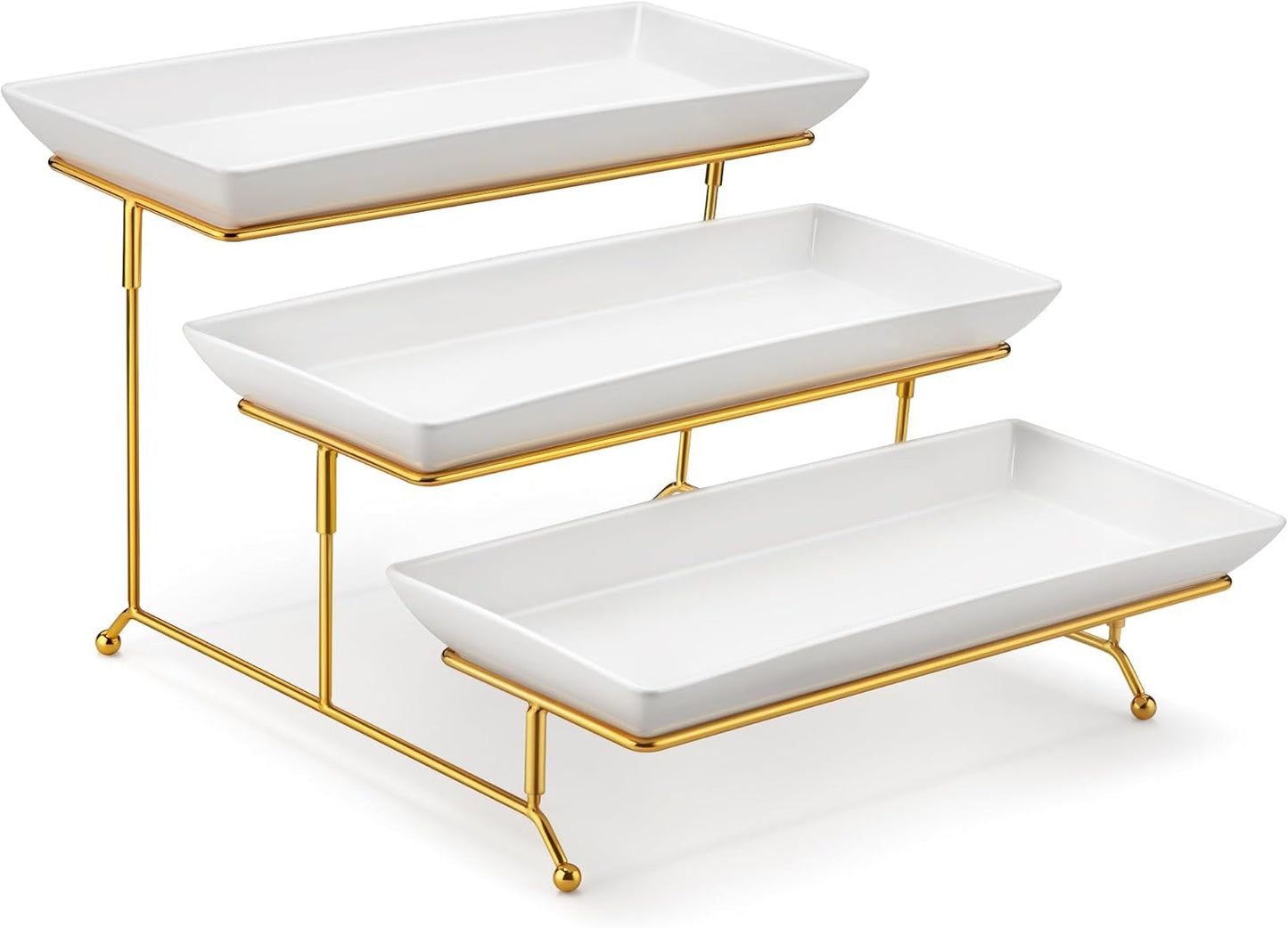 3 Tier Serving Trays for Party - Elegant Porcelain Dessert Stand