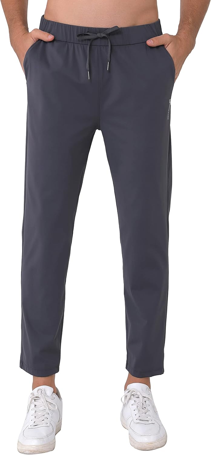 Mens Stretch Travel Pants for Short Men - Quick Dry Joggers