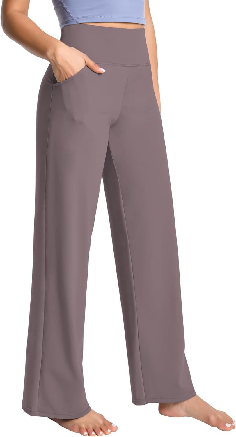 High Waist Wide Leg Yoga Pants for Women by BUBBLELIME