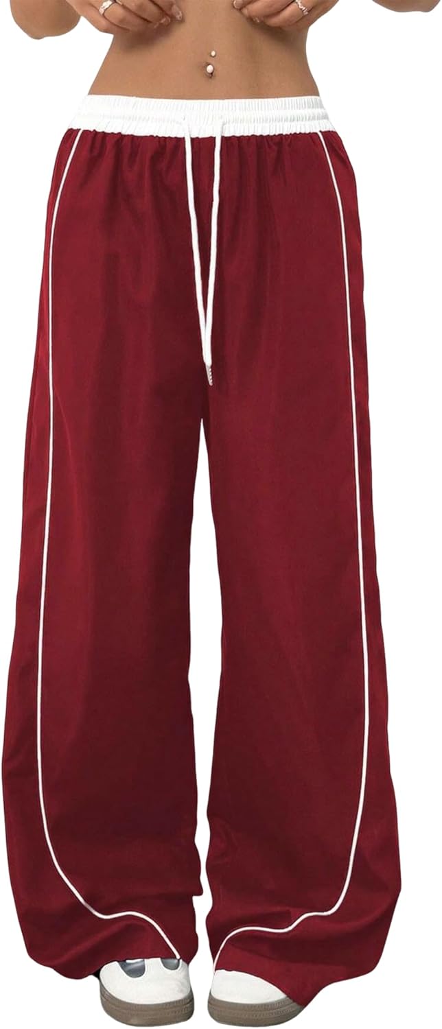 ZAFUL Womens Parachute Pants Y2K Wide Leg Cargo Sweatpants