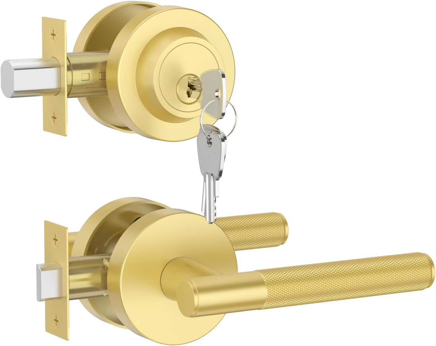 Premium Brushed Gold Door Lock Set for Enhanced Security & Style