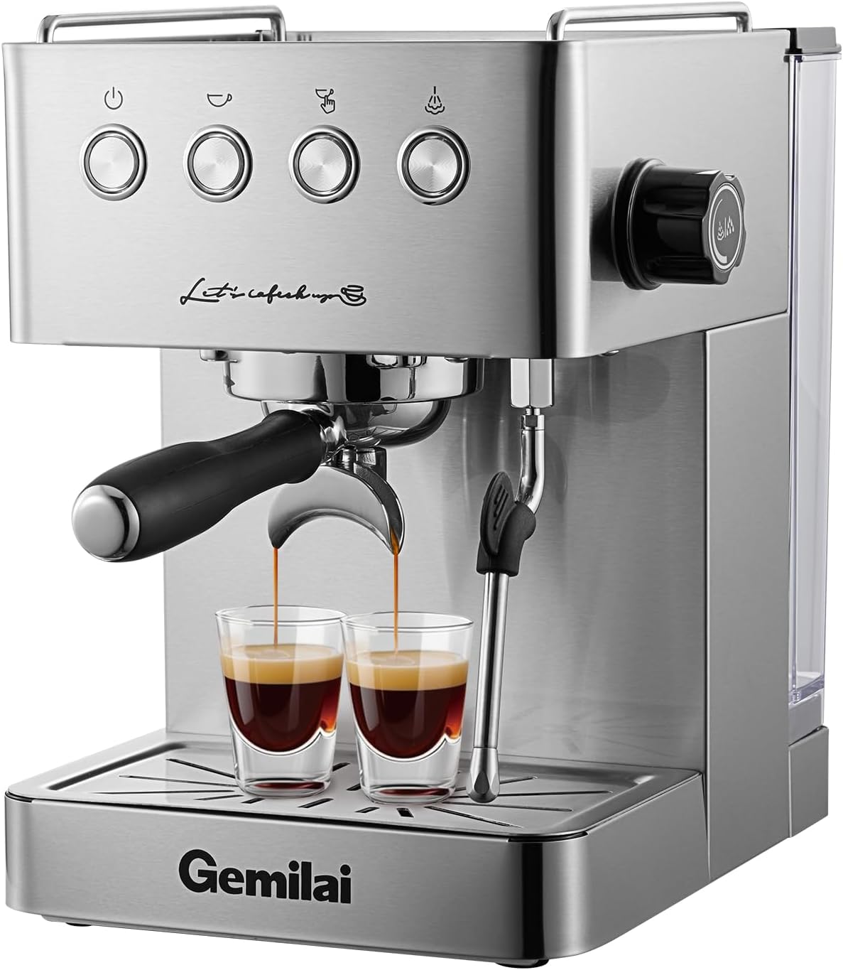 1500W Espresso Maker: Fast Heating, Milk Frother, 57OZ Tank