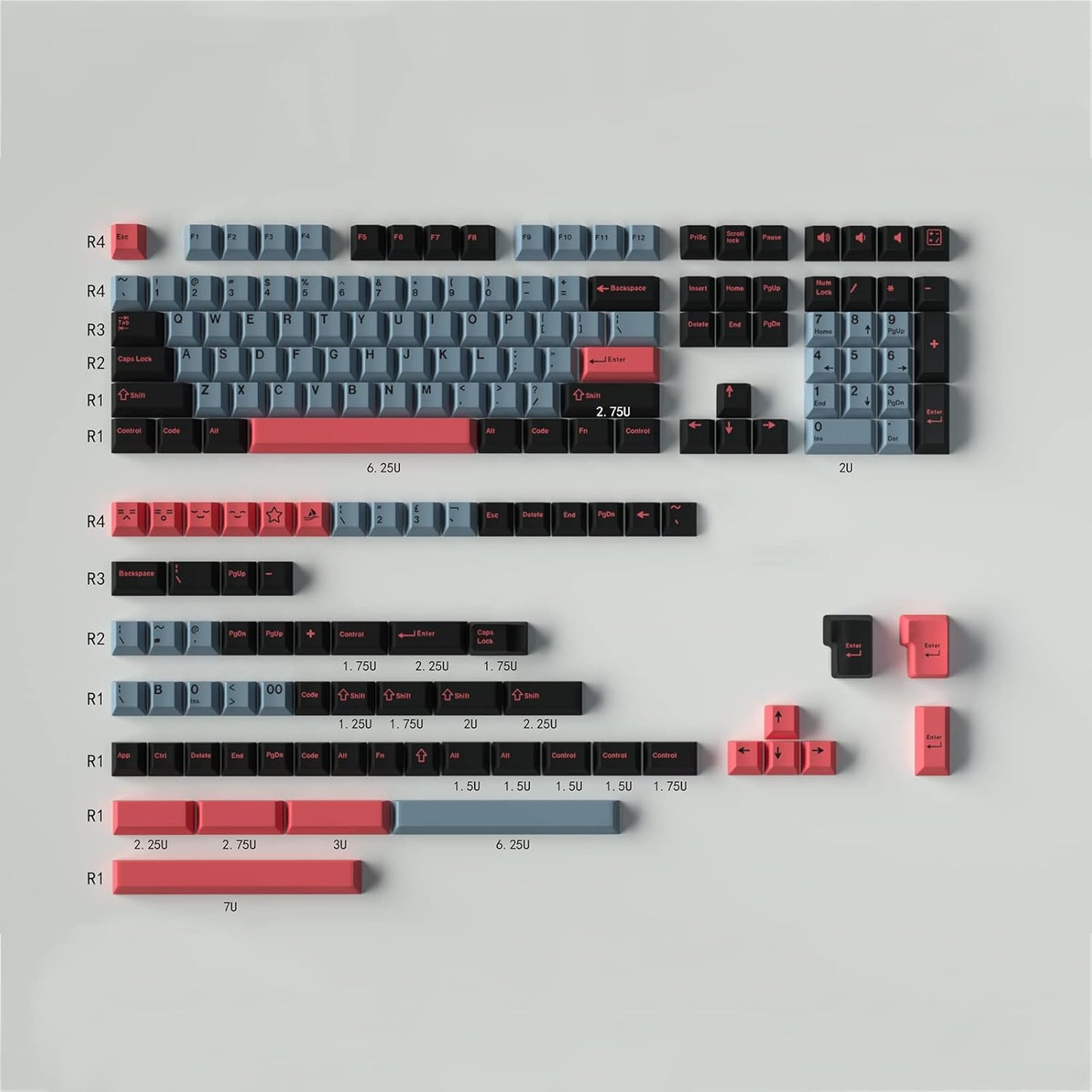 8008 Keycaps Set with 172 Keys for Custom Mechanical Keyboards