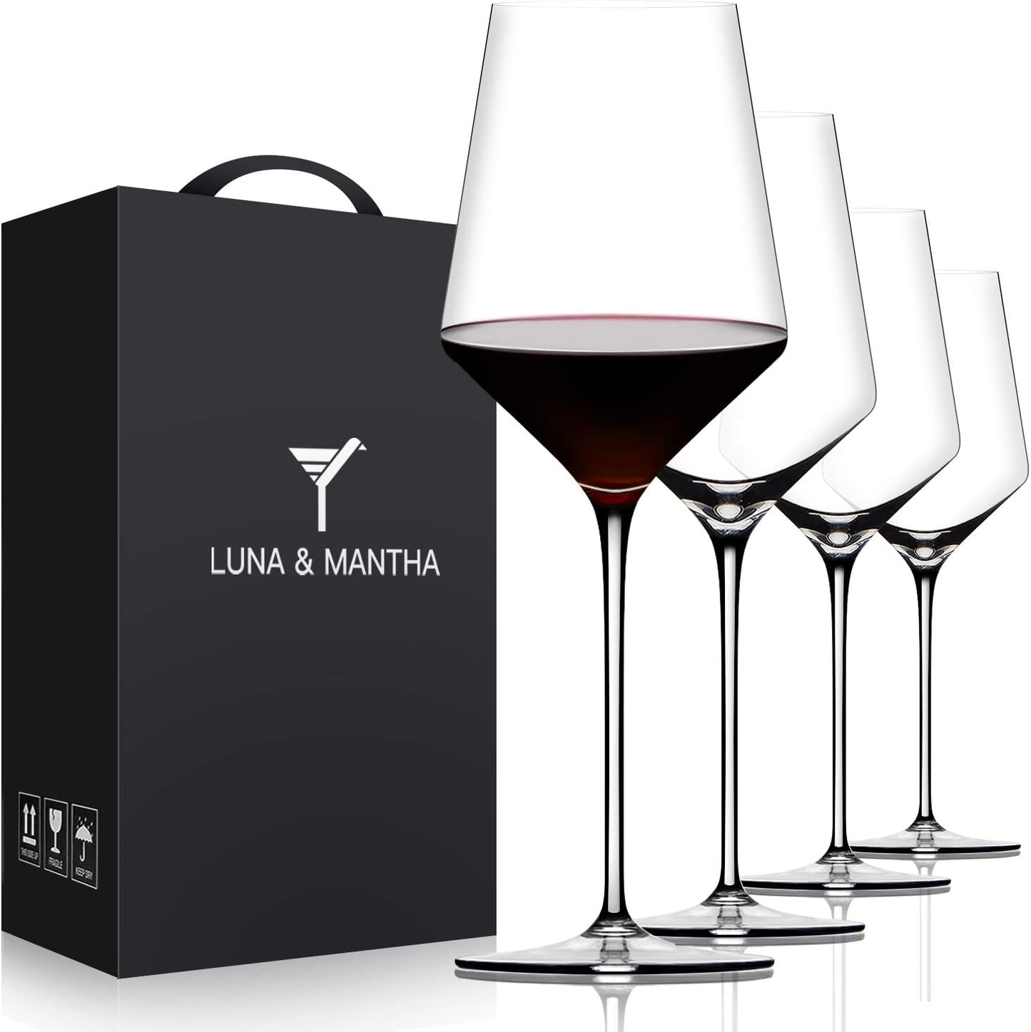 Premium Hand Blown Red Wine Glasses Set of 4 for Any Occasion